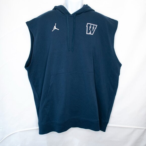 Jordan Other - Air Jordan W Logo Sleeveless Hoodie Men XXL 2XL Navy Blue Pullover Jumpman RR11X